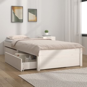 Einzelbettgestell mit weißen Schubladen 90x190 cm von vidaXL, Betten und Lattenroste - Ref: Foro24-3103459, Preis: 200,78 €, ...