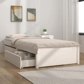 Single bed frame with white drawers 90x190 cm by vidaXL, Beds and slatted bases - Ref: Foro24-3103459, Price: 197,70 €, Disco...