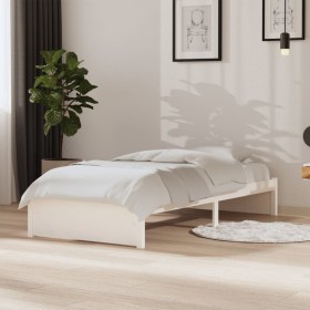 Weißer Einzelbettrahmen aus Massivholz, 90 x 190 cm von vidaXL, Betten und Lattenroste - Ref: Foro24-814915, Preis: 98,93 €, ...