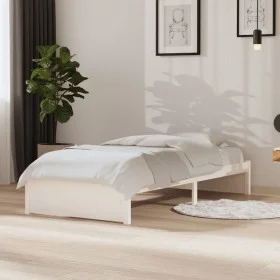 White solid wood single bed frame 90x190 cm by vidaXL, Beds and slatted bases - Ref: Foro24-814915, Price: 97,77 €, Discount: %