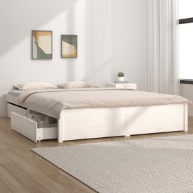 Estructura de cama con cajones blanco 140x200 cm