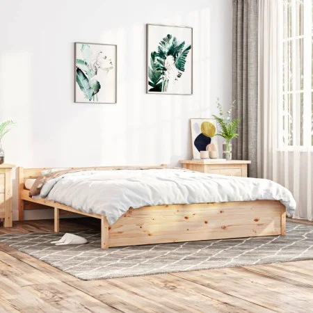 Bettgestell aus Massivholz 150x200 cm von vidaXL, Betten und Lattenroste - Ref: Foro24-815049, Preis: 123,34 €, Rabatt: %