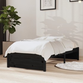 Schwarzer Einzelbettrahmen aus Massivholz, 75 x 190 cm von vidaXL, Betten und Lattenroste - Ref: Foro24-814913, Preis: 102,26...