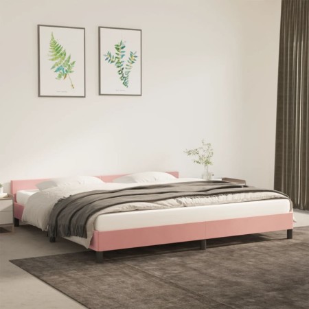 Estructura de cama con cabecero de terciopelo rosa 200x200 cm de vidaXL, Camas y somieres - Ref: Foro24-347596, Precio: 118,3...