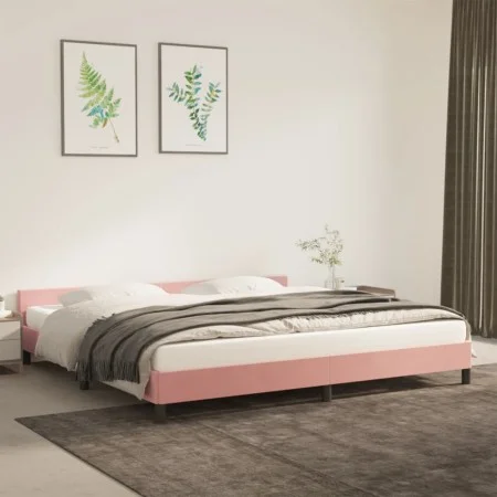 Rosa Samtbettgestell mit Kopfteil 200x200 cm von vidaXL, Betten und Lattenroste - Ref: Foro24-347596, Preis: 116,81 €, Rabatt: %