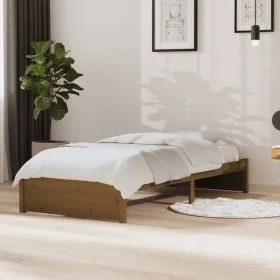 Honey brown solid wood bed frame 90x190 cm by vidaXL, Beds and slatted bases - Ref: Foro24-814917, Price: 80,48 €, Discount: %