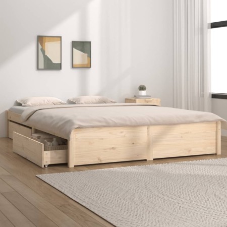 Bed frame with drawers 140x200 cm by vidaXL, Beds and slatted bases - Ref: Foro24-3103513, Price: 213,43 €, Discount: %