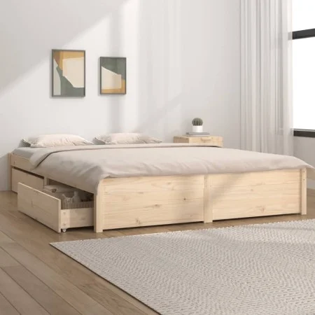 Bed frame with drawers 140x200 cm by vidaXL, Beds and slatted bases - Ref: Foro24-3103513, Price: 210,46 €, Discount: %