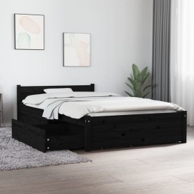 Bed frame with drawers black 90x200 cm by vidaXL, Beds and slatted bases - Ref: Foro24-3103487, Price: 226,98 €, Discount: %