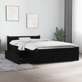 Bed frame with drawers black 90x200 cm by vidaXL, Beds and slatted bases - Ref: Foro24-3103487, Price: 223,89 €, Discount: %