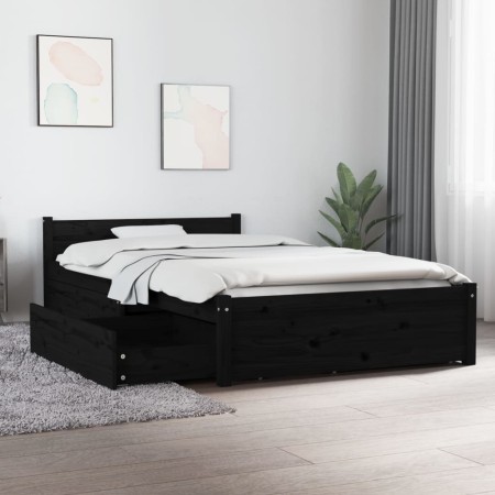 Bed frame with drawers black 90x200 cm by vidaXL, Beds and slatted bases - Ref: Foro24-3103487, Price: 226,90 €, Discount: %