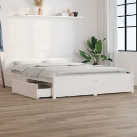 White bed frame with drawers 160x200 cm by vidaXL, Beds and slatted bases - Ref: Foro24-3103570, Price: 270,28 €, Discount: %