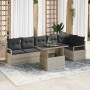 Conjunto de sofá de jardín con cojín 7 pcs Gris claro Poliratán