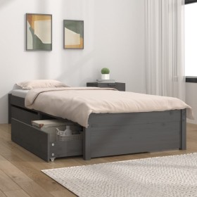 Estructura de cama con cajones gris 90x200 cm