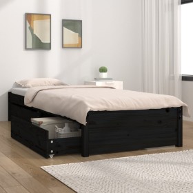 Estructura de cama con cajones negro 90x200 cm