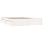 Weißer Bettrahmen mit Schubladen 150x200 cm von vidaXL, Betten und Lattenroste - Ref: Foro24-3103519, Preis: 255,20 €, Rabatt: %