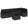 Conjunto de sofá de jardín con cojín 7 pcs Negro Poliratán