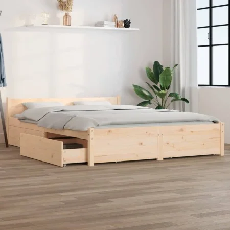 Bed frame with drawers 140x200 cm by vidaXL, Beds and slatted bases - Ref: Foro24-3103559, Price: 216,67 €, Discount: %