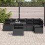 Conjunto de sofá de jardín con cojín 7 pcs Negro Poliratán