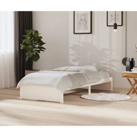 Estructura de cama madera maciza blanco 90x200 cm de vidaXL, Camas y somieres - Ref: Foro24-814935, Precio: 73,28 €, Descuent...