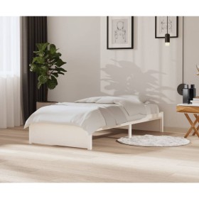 Weißer Massivholzbettrahmen 90x200 cm von vidaXL, Betten und Lattenroste - Ref: Foro24-814935, Preis: 90,37 €, Rabatt: %