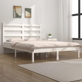 Solid white pine wood bed frame 140x190 cm by vidaXL, Beds and slatted bases - Ref: Foro24-3103629, Price: 121,80 €, Discount: %