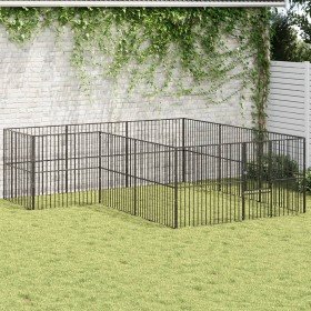 Corralito para perros con 12 paneles acero galvanizado negro Corralito para perros con 12 paneles acero galvanizado negro
