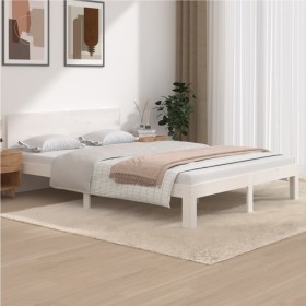 Massiver Bettrahmen aus weißem Kiefernholz, 140 x 200 cm von vidaXL, Betten und Lattenroste - Ref: Foro24-810496, Preis: 129,...