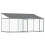 Jaula de perros techo y puertas acero galvanizado gris 4x2x2 m