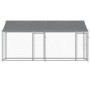 Jaula de perros techo y puertas acero galvanizado gris 4x2x2 m