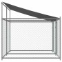 Jaula de perros techo y puertas acero galvanizado gris 4x2x2 m