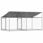 Jaula de perros techo y puertas acero galvanizado gris 4x2x2 m
