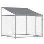 Jaula de perros techo y puertas acero galvanizado gris 4x2x2 m