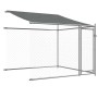 Jaula de perros techo y puertas acero galvanizado gris 4x2x2 m