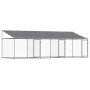 Jaula de perros techo y puertas acero galvanizado gris 6x2x2 m