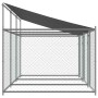Jaula de perros techo y puertas acero galvanizado gris 6x2x2 m