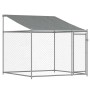 Jaula de perros techo y puertas acero galvanizado gris 6x2x2 m