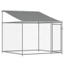 Jaula de perros techo y puertas acero galvanizado gris 10x2x2 m