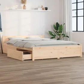 Bed frame with drawers 150x200 cm by vidaXL, Beds and slatted bases - Ref: Foro24-3103564, Price: 219,47 €, Discount: %