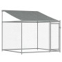 Jaula de perros techo y puertas acero galvanizado gris 12x2x2 m
