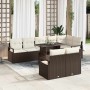 Conjunto de sofá de jardín con cojín 9 pcs Marrón y crema