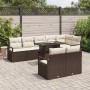 Conjunto de sofá de jardín con cojín 9 pcs Marrón y crema