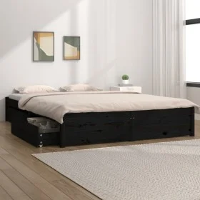 Bed frame with drawers black 120x190 cm by vidaXL, Beds and slatted bases - Ref: Foro24-3103497, Price: 246,89 €, Discount: %