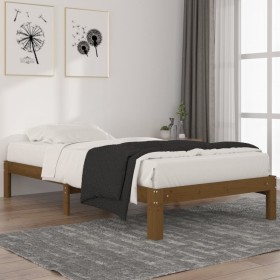 Estructura de cama madera maciza pino marrón miel 100x200 cm