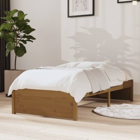 Honigbrauner Massivholzbettrahmen 75x190 cm von vidaXL, Betten und Lattenroste - Ref: Foro24-814912, Preis: 102,26 €, Rabatt: %