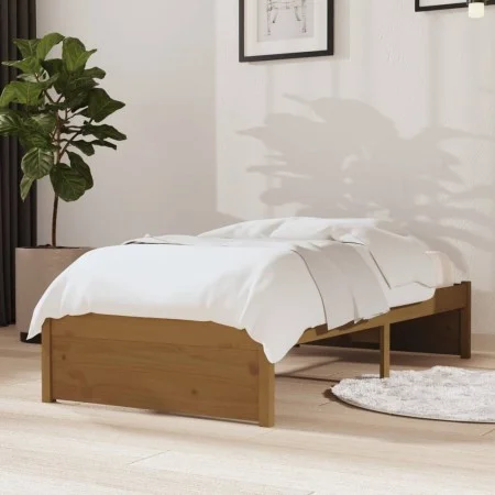 Honey brown solid wood bed frame 75x190 cm by vidaXL, Beds and slatted bases - Ref: Foro24-814912, Price: 87,92 €, Discount: %