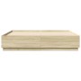 Estructura de cama con luces LED madera roble Sonoma 200x200 cm