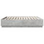 Estructura cama con luces LED madera gris hormigón 200x200 cm