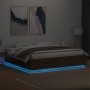 Estructura de cama con luces LED madera roble marrón 200x200 cm