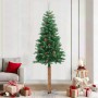 Árbol de Navidad delgado madera auténtica y piñas PVC 210 cm